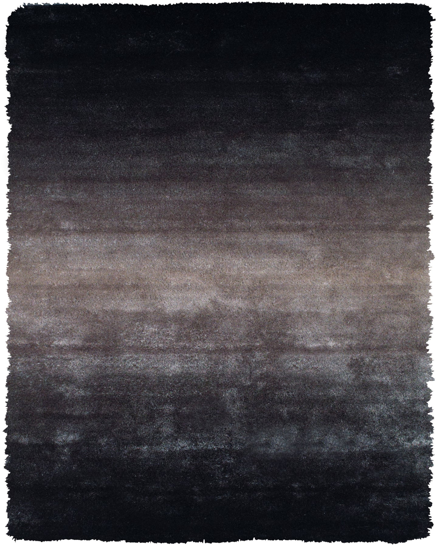 8' X 10' Black And Gray Shag Tufted Handmade Area Rug