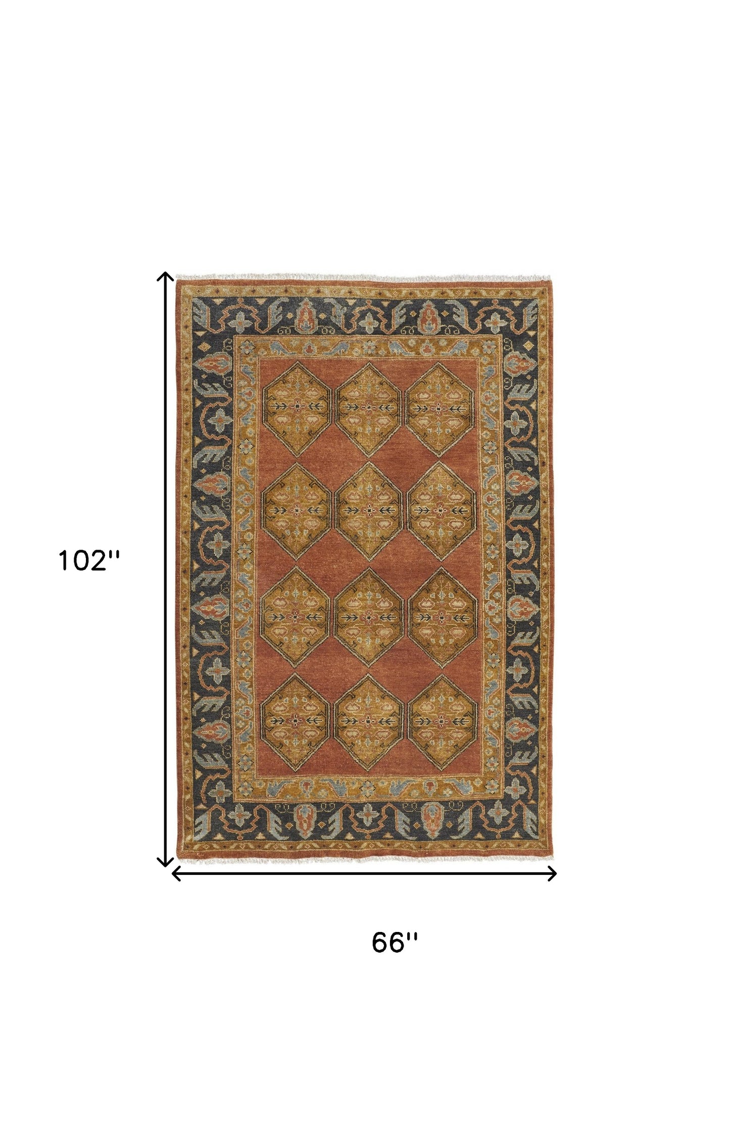 5' X 8' Blue Gray And Taupe Wool Floral Hand Knotted Stain Resistant Area Rug