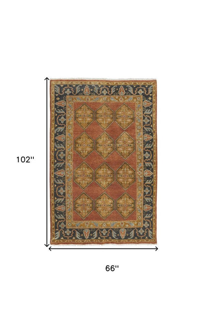 9' X 12' Blue and Gray Wool Floral Hand Knotted Area Rug