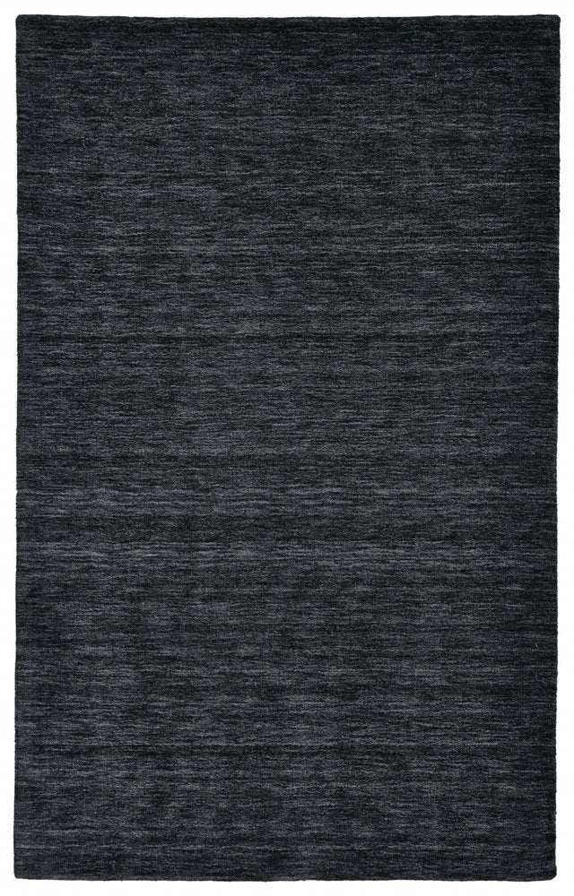 10' X 13' Black Wool Hand Woven Area Rug