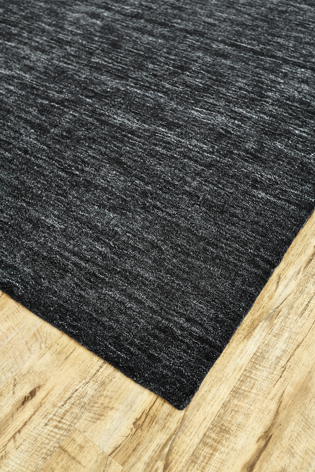 4' X 6' Black Wool Hand Woven Area Rug