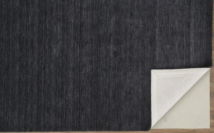 10' X 13' Black Wool Hand Woven Area Rug