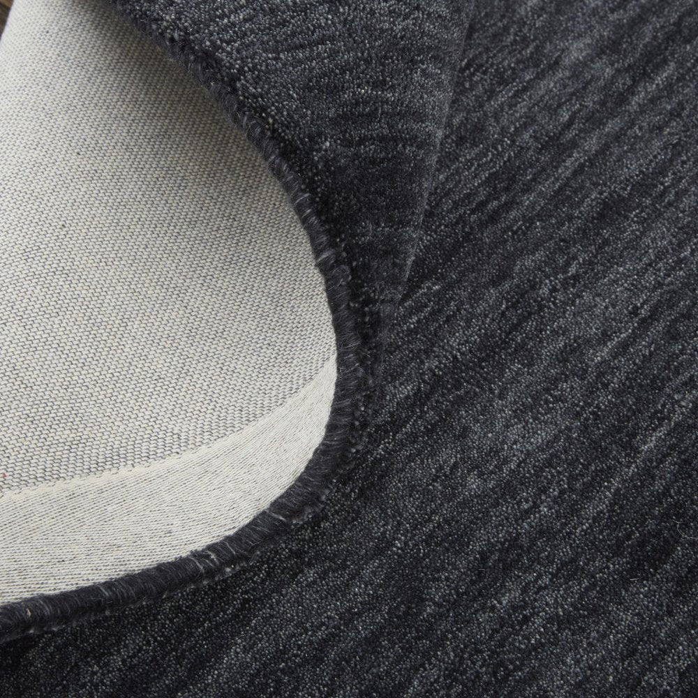 10' X 13' Black Wool Hand Woven Area Rug