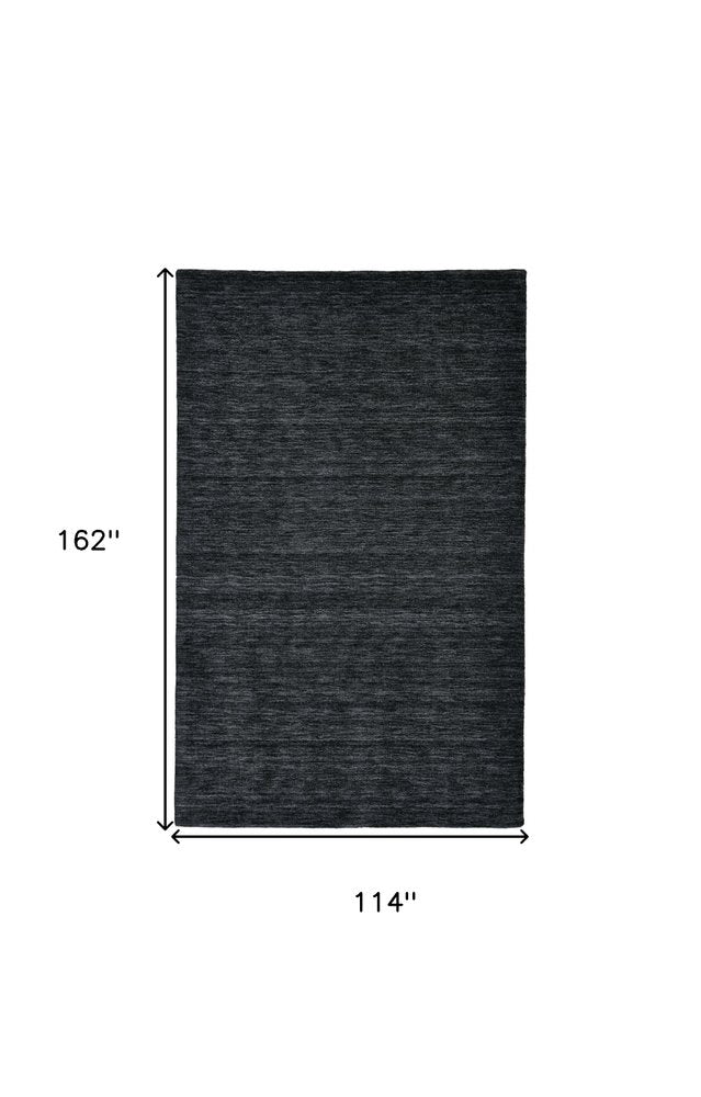 10' X 13' Black Wool Hand Woven Area Rug