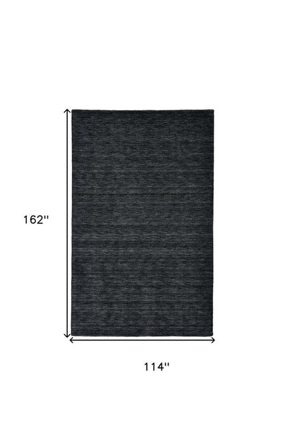 10' X 13' Black Wool Hand Woven Area Rug