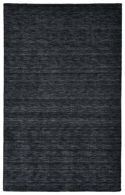 10' X 13' Black Wool Hand Woven Area Rug