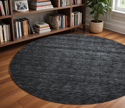 10' X 13' Black Wool Hand Woven Area Rug