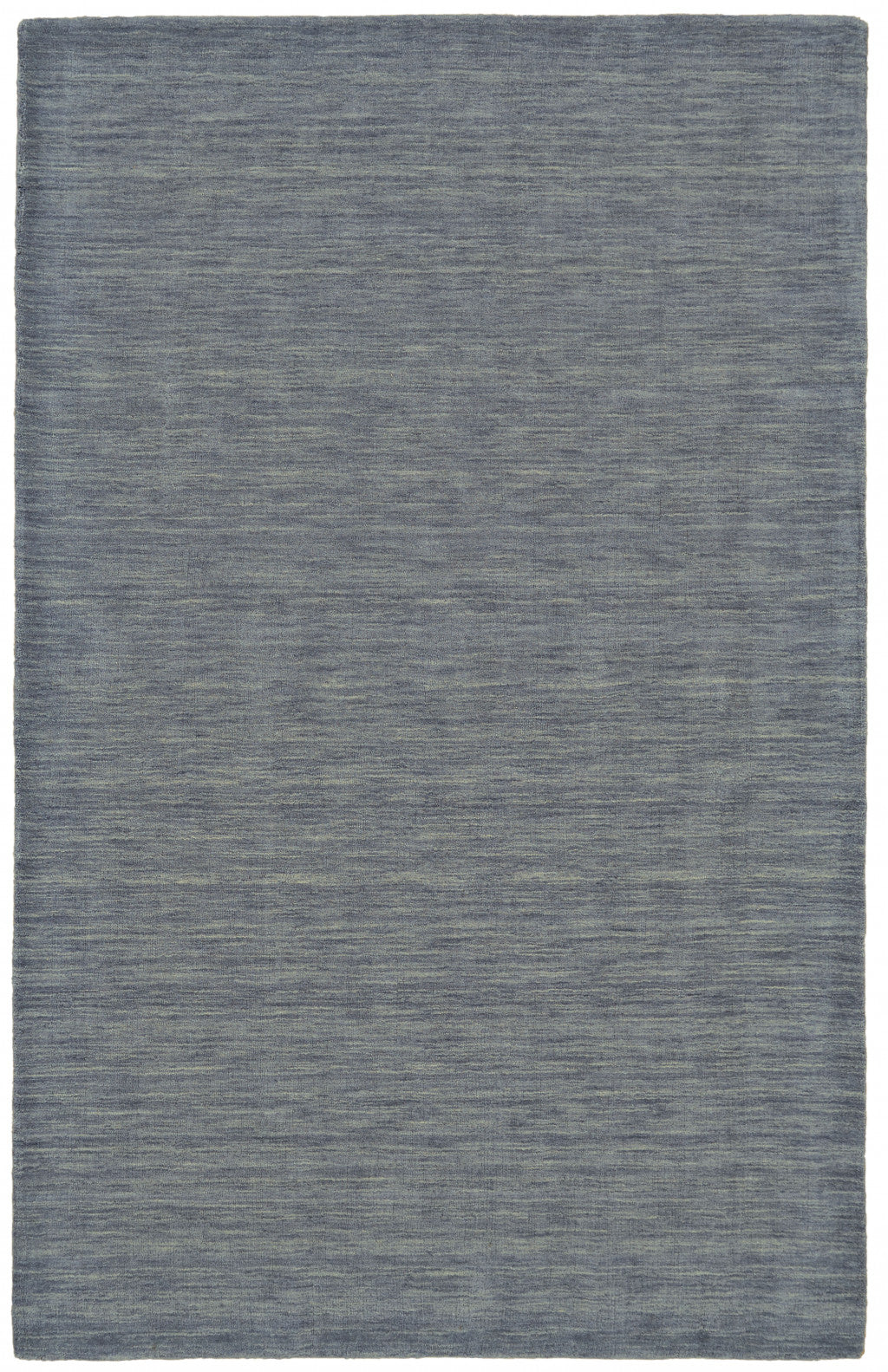 5' X 8' Blue Wool Hand Woven Stain Resistant Area Rug