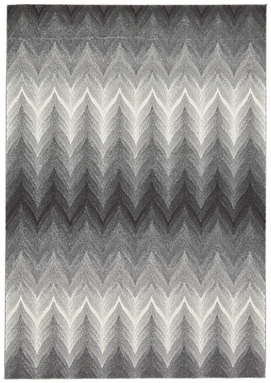 8' X 11' Gray And White Geometric Area Rug