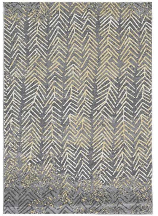 10' X 13' Gray And Yellow Abstract Area Rug