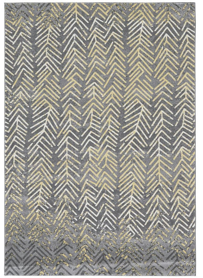 10' X 13' Gray And Yellow Abstract Area Rug