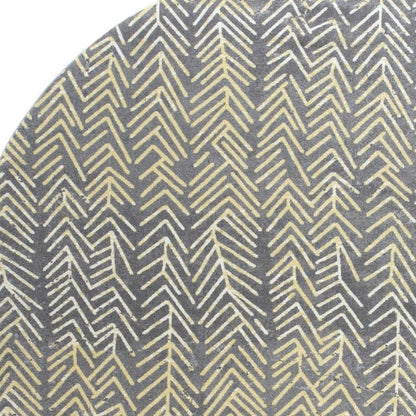8' Gray And Yellow Abstract Round Rug