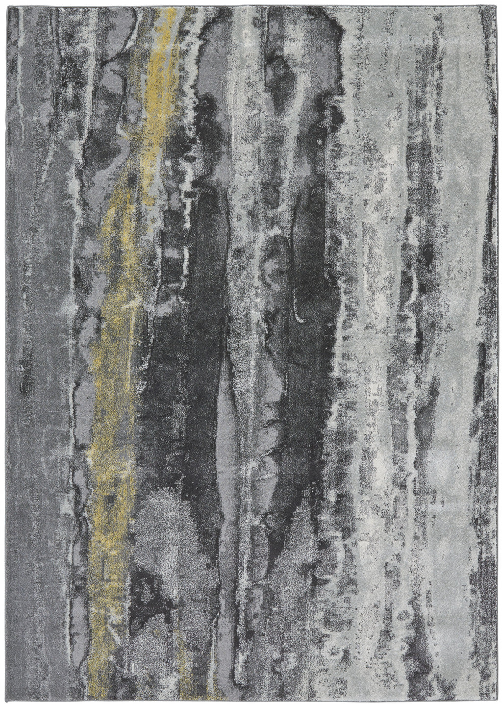 7' X 10' Gray And Black Abstract Stain Resistant Area Rug