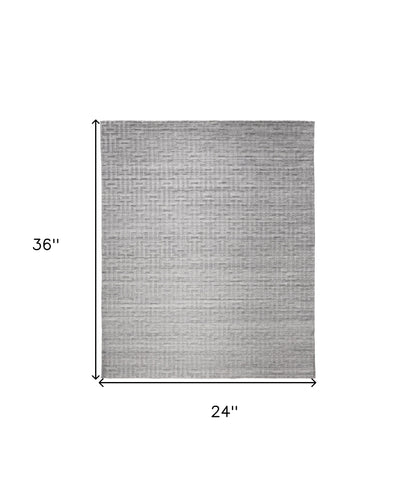 2' X 3' Silver Floral Hand Woven Area Rug