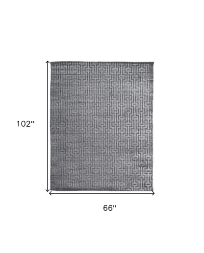 2' X 3' Silver Floral Hand Woven Area Rug