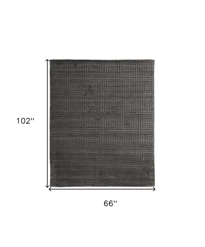 8' X 10' Gray Geometric Hand Woven Area Rug