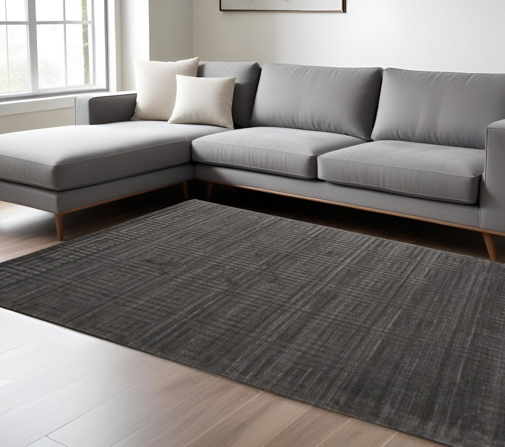 8' X 10' Gray Geometric Hand Woven Area Rug