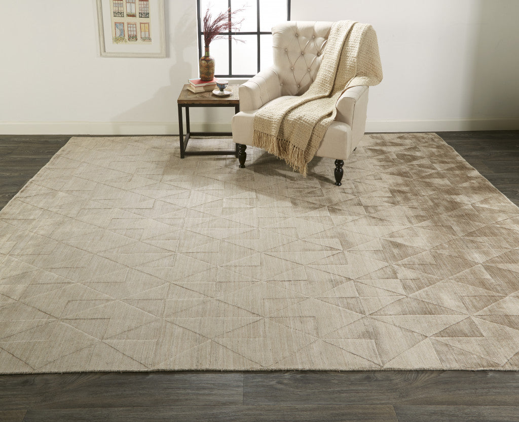 4' X 6' Taupe Geometric Hand Woven Area Rug