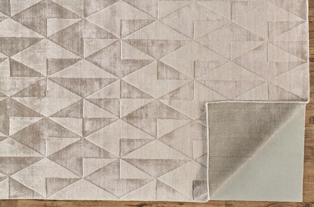 4' X 6' Taupe Geometric Hand Woven Area Rug