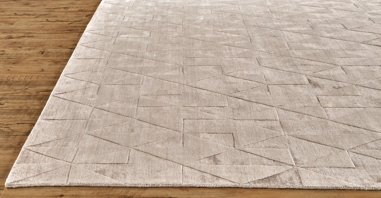 4' X 6' Taupe Geometric Hand Woven Area Rug