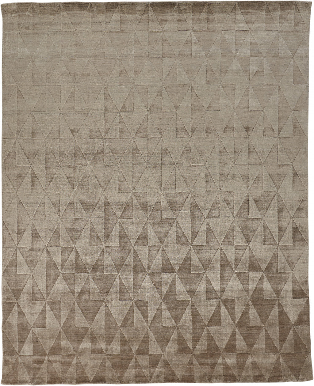 5' X 8' Taupe Geometric Hand Woven Area Rug