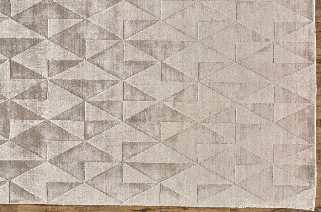 5' X 8' Taupe Geometric Hand Woven Area Rug