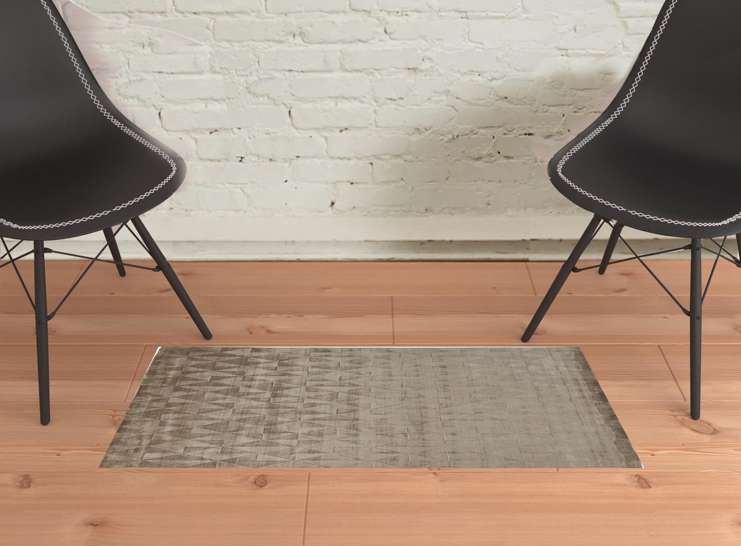 4' X 6' Taupe Geometric Hand Woven Area Rug