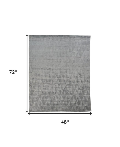 4' X 6' Gray Geometric Hand Woven Area Rug