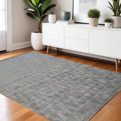 4' X 6' Gray Geometric Hand Woven Area Rug