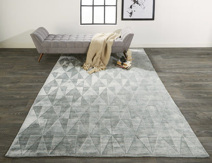 4' X 6' Gray Geometric Hand Woven Area Rug