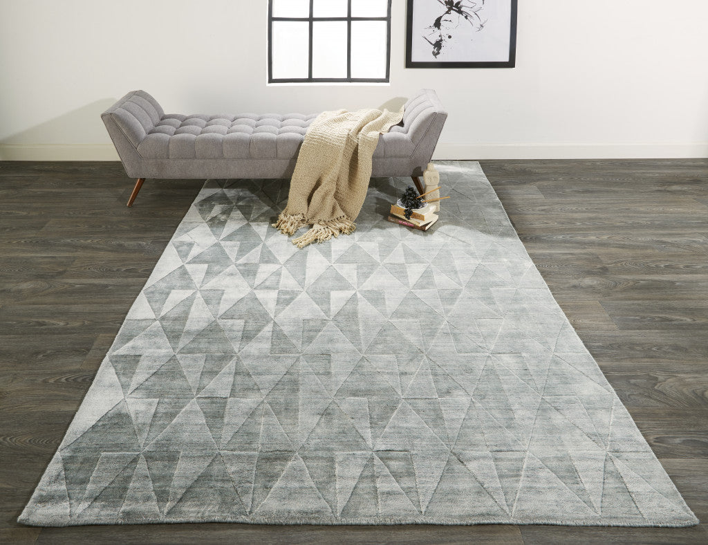 4' X 6' Gray Geometric Hand Woven Area Rug