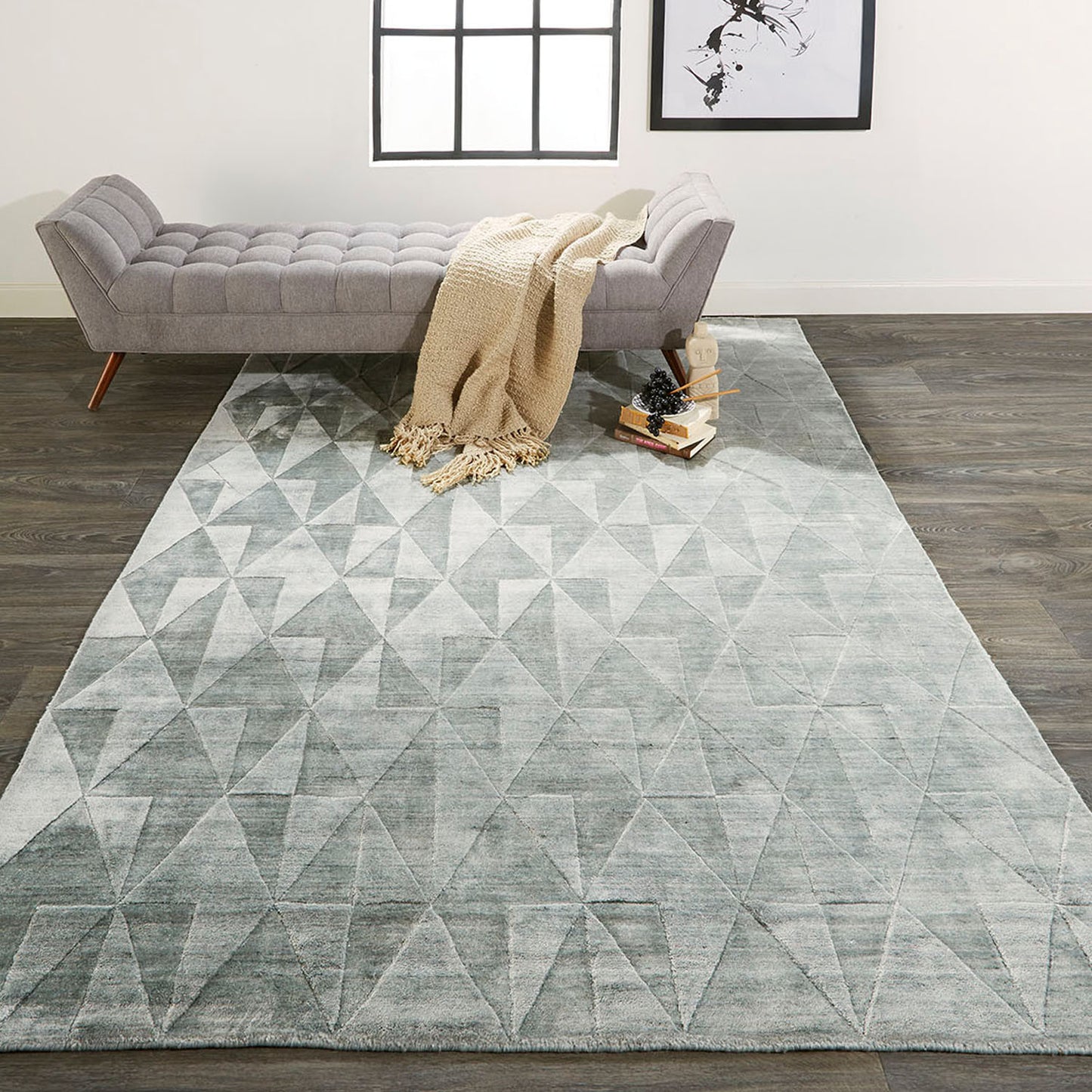 5' X 8' Taupe Geometric Hand Woven Area Rug