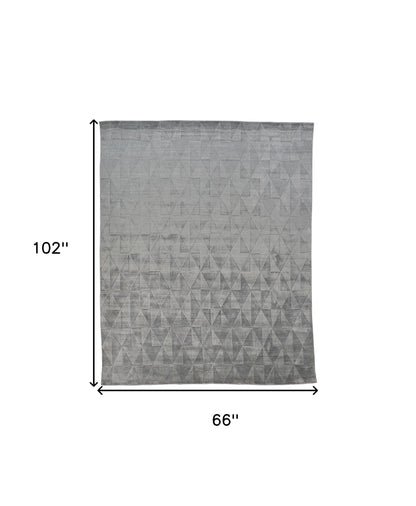 4' X 6' Gray Geometric Hand Woven Area Rug