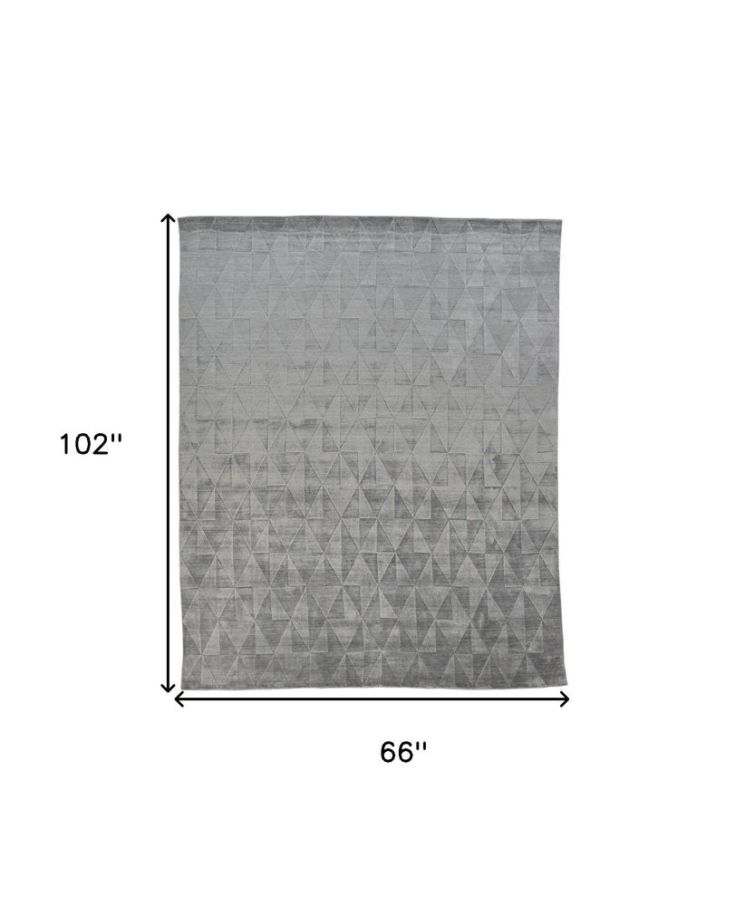 4' X 6' Gray Geometric Hand Woven Area Rug