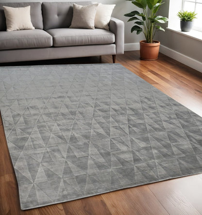 4' X 6' Gray Geometric Hand Woven Area Rug