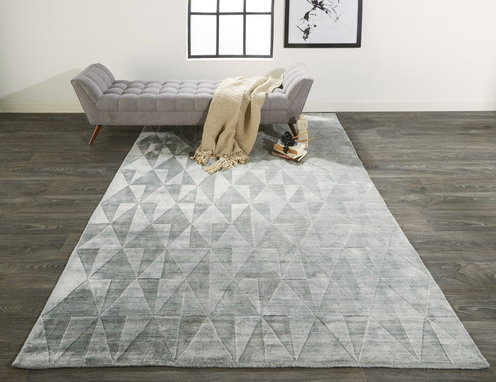 4' X 6' Gray Geometric Hand Woven Area Rug