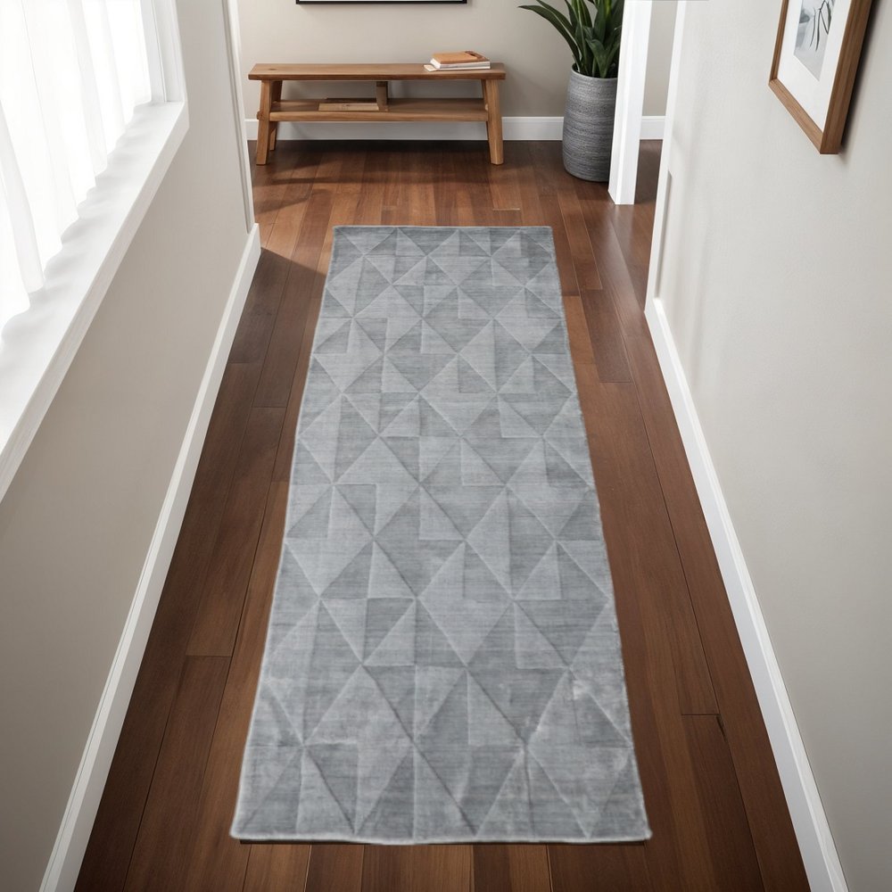 4' X 6' Gray Geometric Hand Woven Area Rug