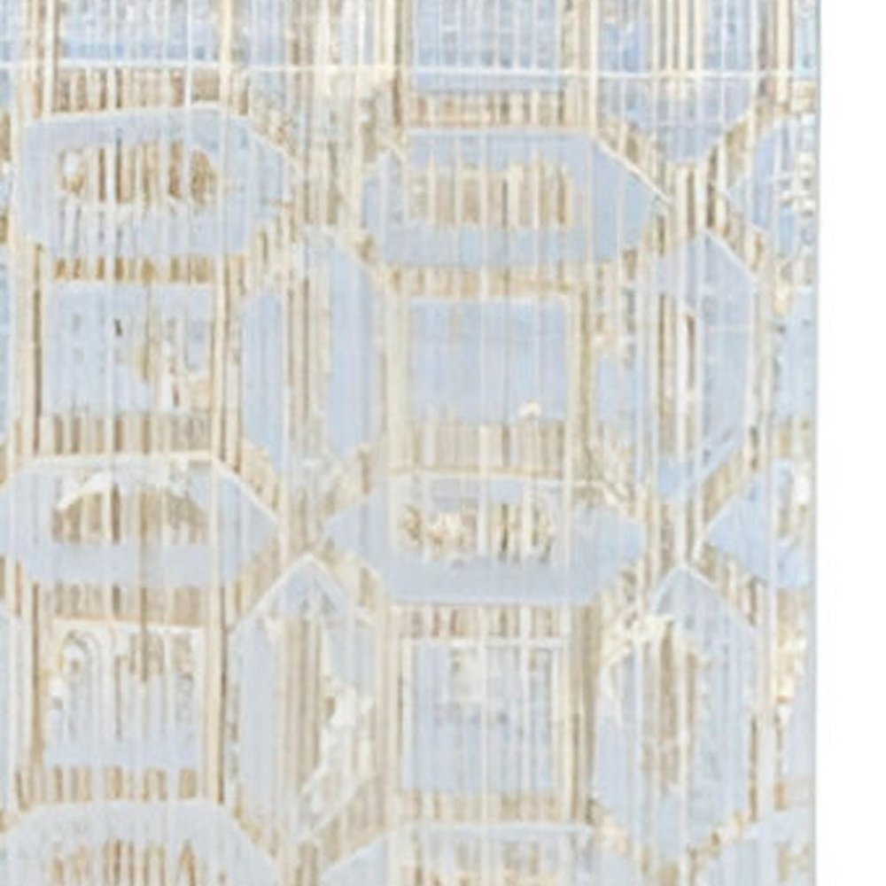 8' Blue Taupe And Ivory Floral Distressed Stain Resistant Runner Rug