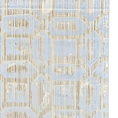 8' Blue Taupe And Ivory Floral Distressed Stain Resistant Runner Rug