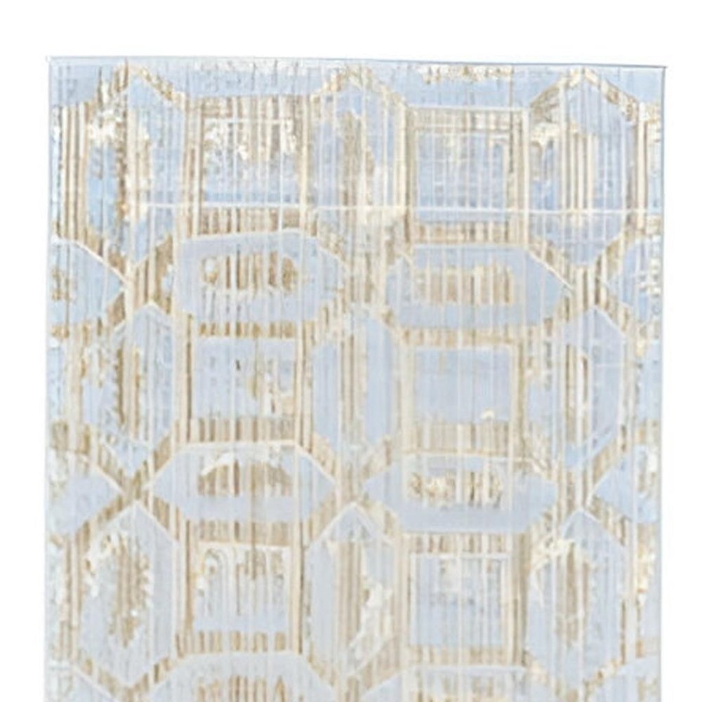 8' Blue Taupe And Ivory Floral Distressed Stain Resistant Runner Rug