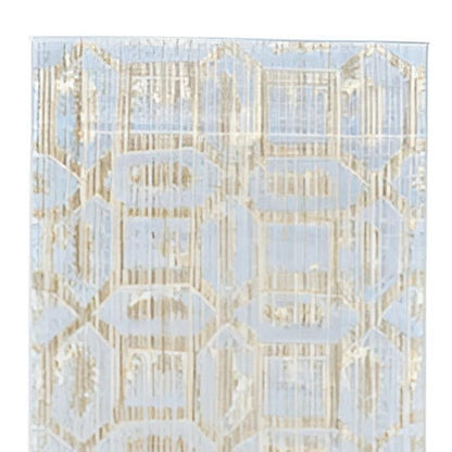 8' Blue Taupe And Ivory Floral Distressed Stain Resistant Runner Rug