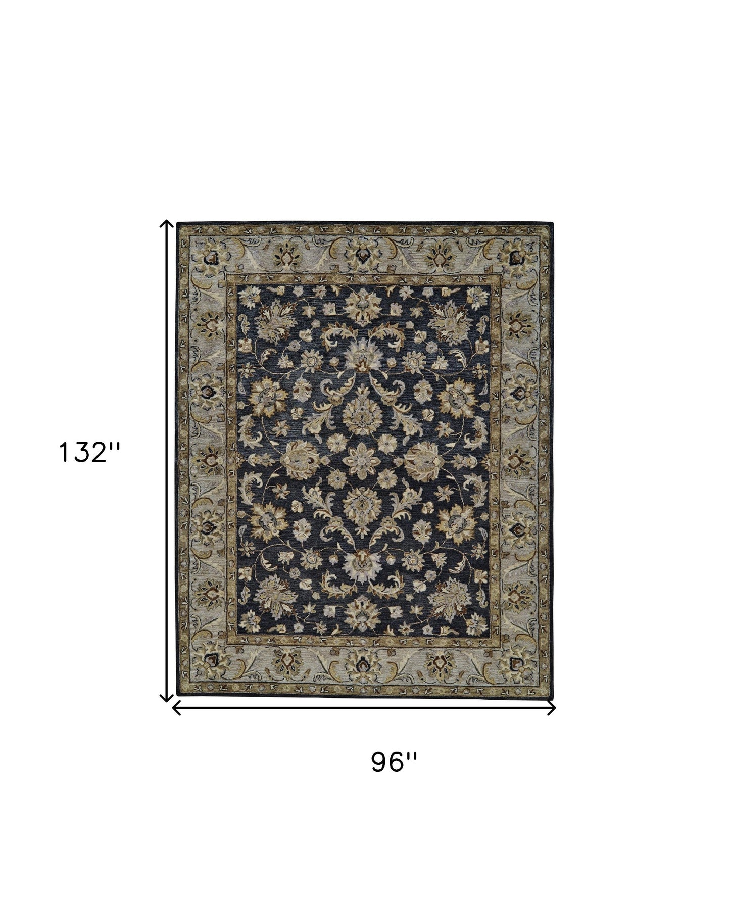 5' X 8' Blue Gray And Taupe Wool Floral Tufted Handmade Stain Resistant Area Rug