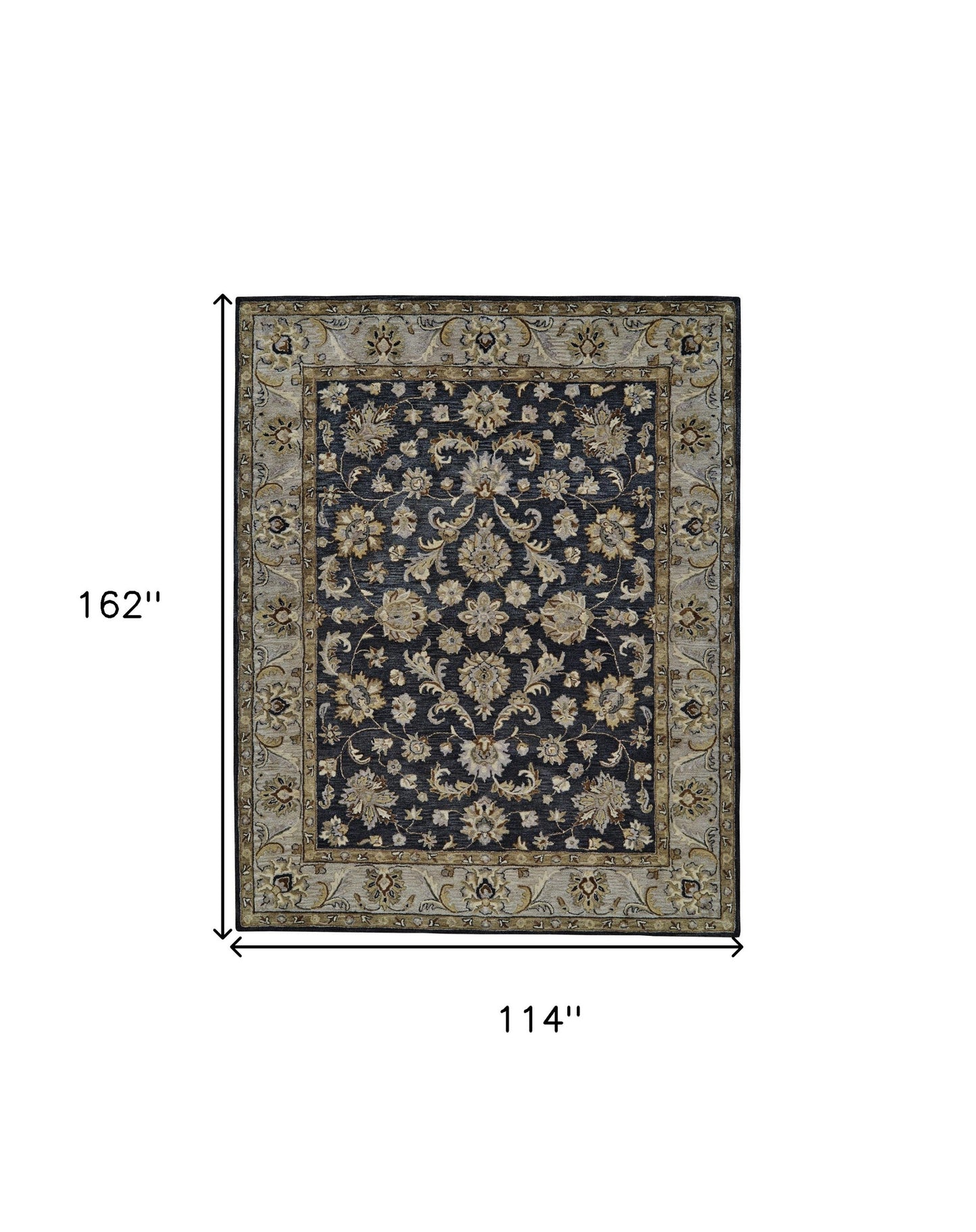 2' X 3' Blue Gray And Taupe Wool Floral Tufted Handmade Stain Resistant Area Rug