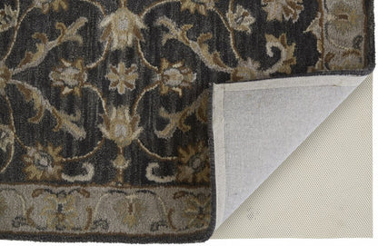 8' X 11' Gray And Ivory Wool Floral Hand Tufted Area Rug