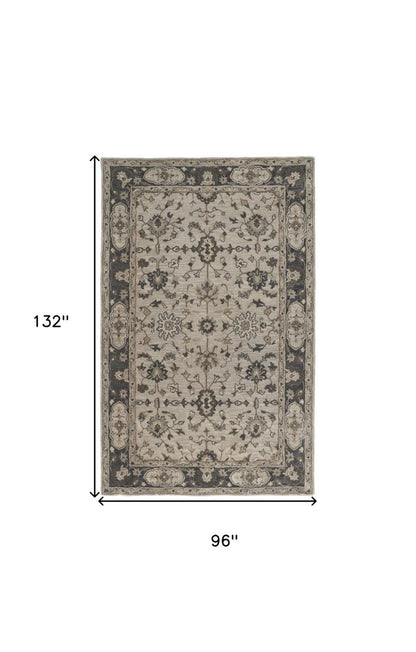 4' X 6' Gray and Ivory Wool Floral Hand Tufted Area Rug