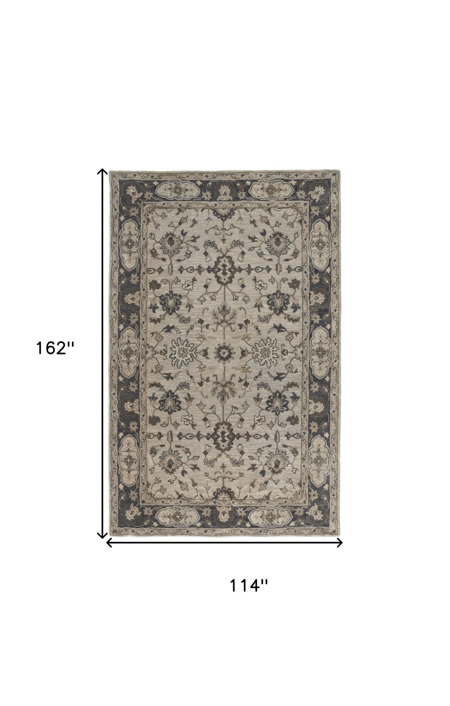 4' X 6' Gray Ivory And Taupe Wool Floral Tufted Handmade Stain Resistant Area Rug