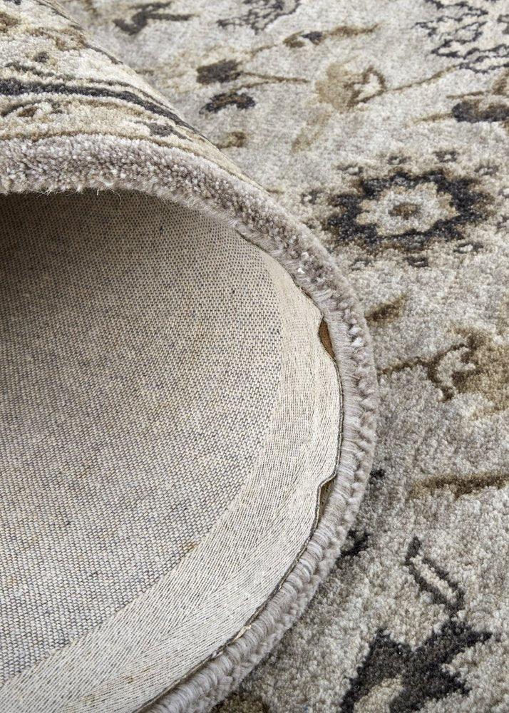 8' X 11' Gray Ivory And Taupe Wool Floral Tufted Handmade Stain Resistant Area Rug