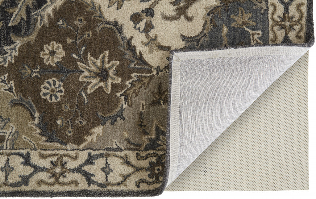 4' X 6' Blue Gray And Taupe Wool Paisley Tufted Handmade Stain Resistant Area Rug