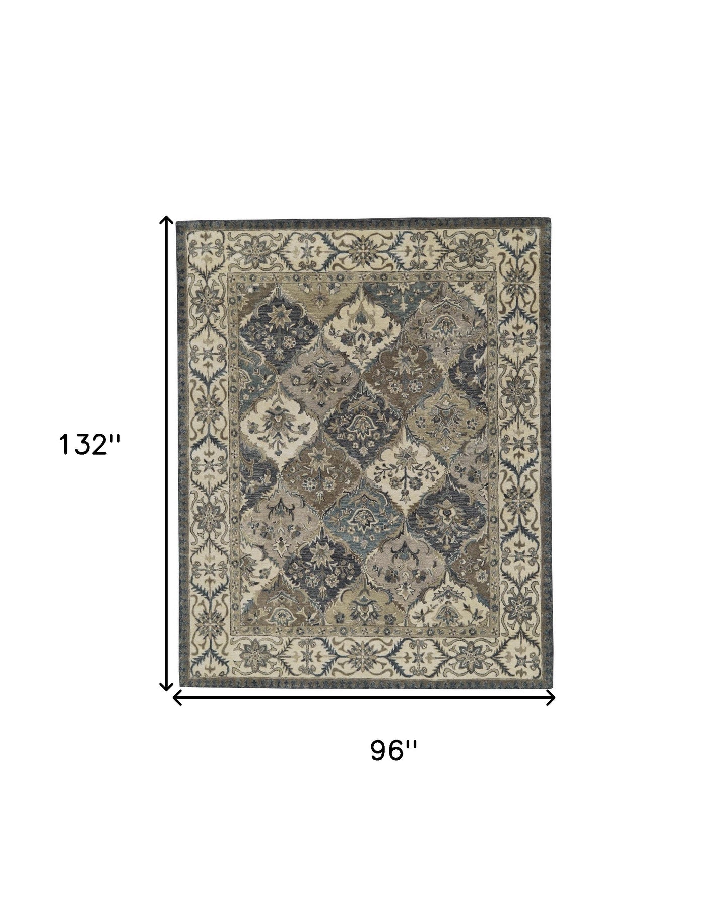 4' X 6' Blue Gray And Taupe Wool Paisley Tufted Handmade Stain Resistant Area Rug