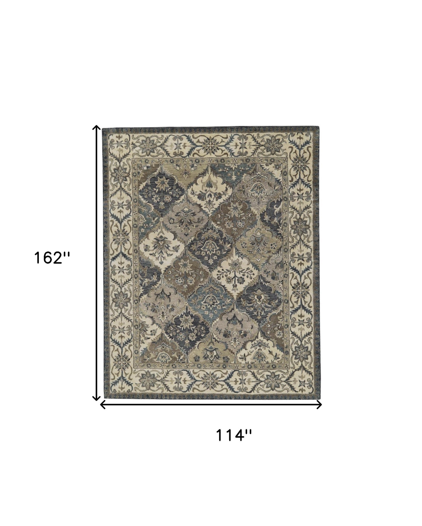 4' X 6' Blue Gray And Taupe Wool Paisley Tufted Handmade Stain Resistant Area Rug